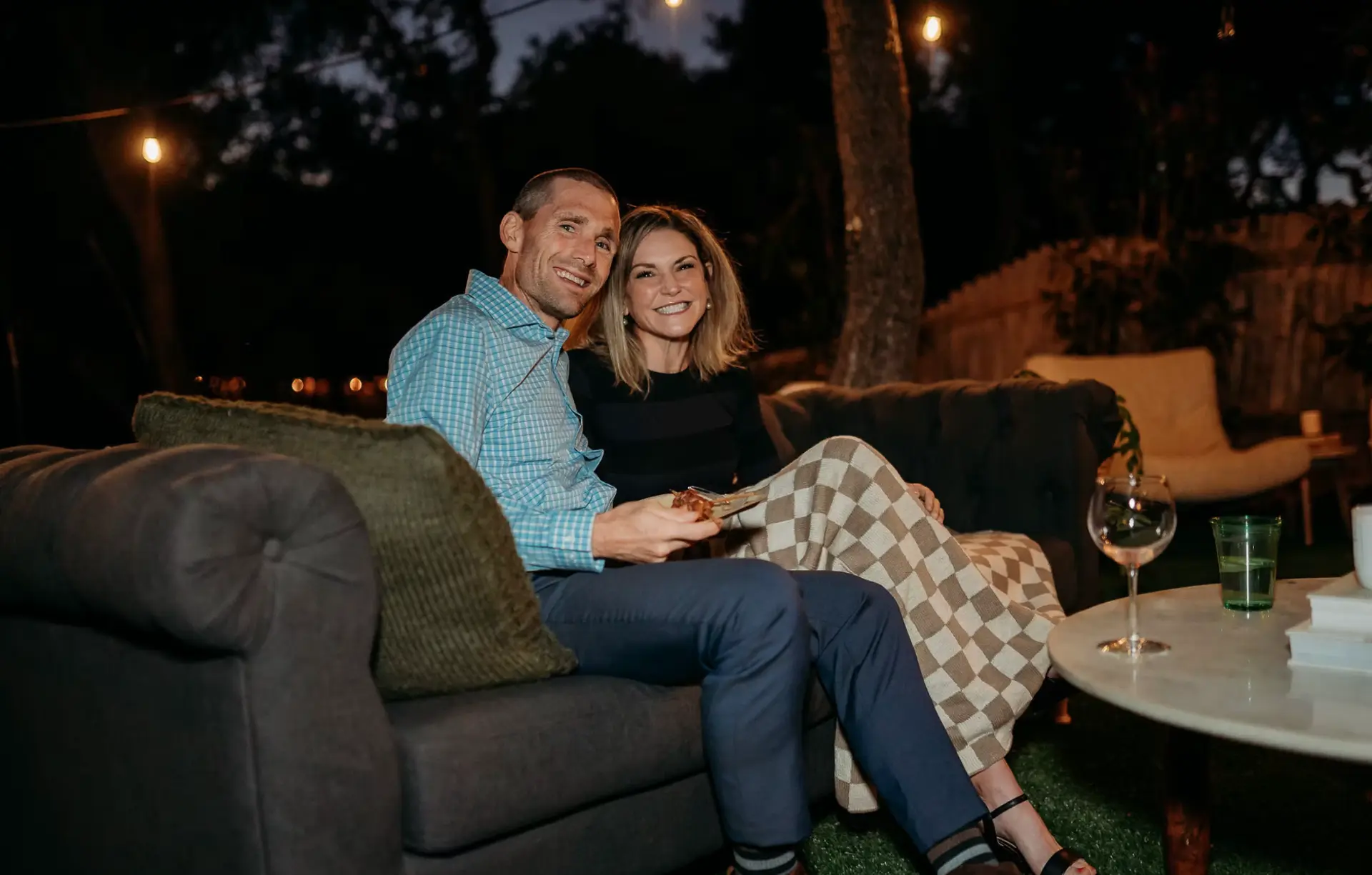 Guests gathered outdoors